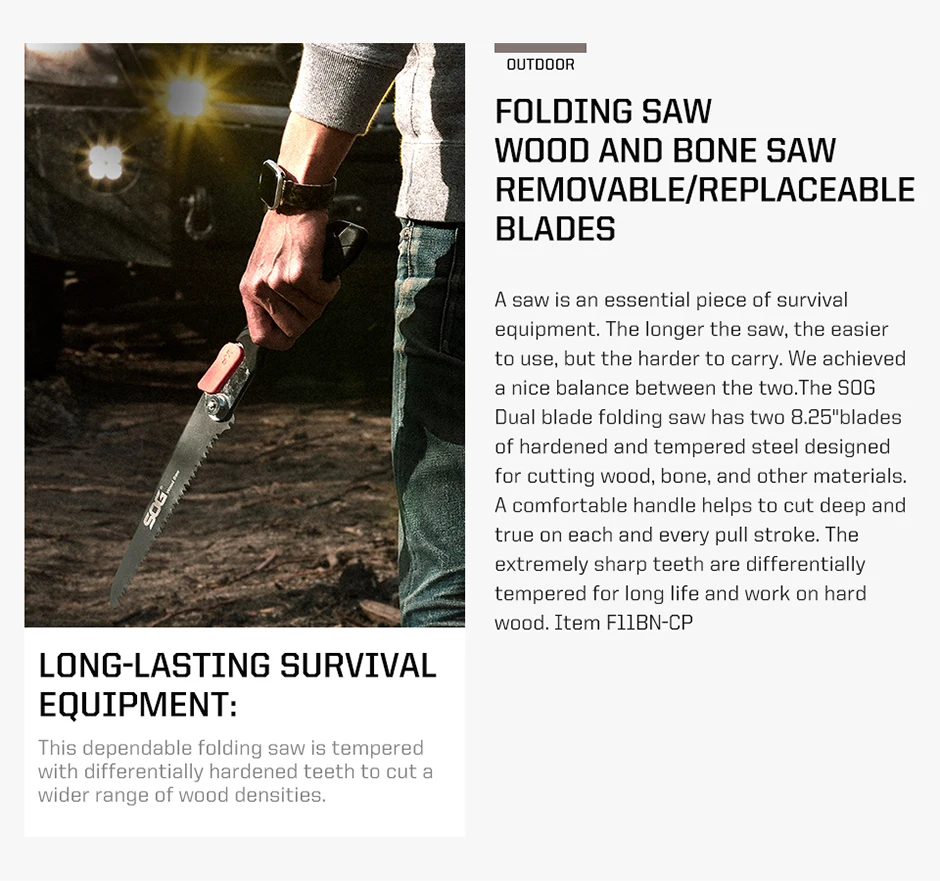 Description Picture 3 of itemSOG Folding Saw Multifunctional Hand Tools Mini Foldable Home Garden Outdoor Camping Hunting Small Survival Multi-tool Wood Saw