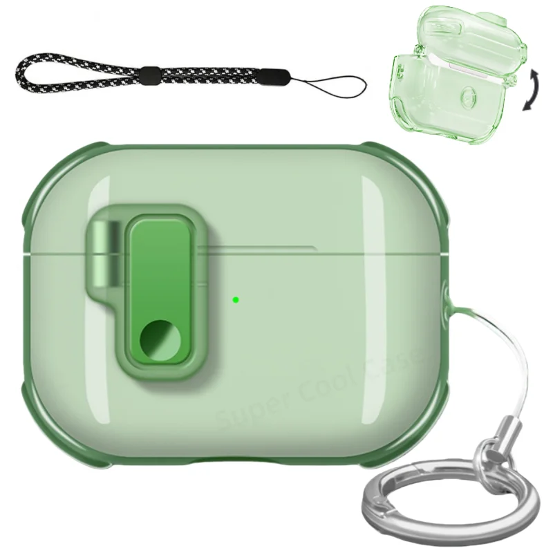 Transparent TPU Earphone Case with Secure Lock and Lanyard