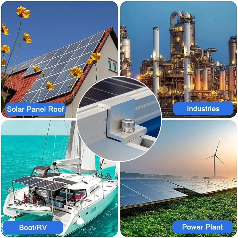 Solar Panel Adjustable Bracket Clamps PV Bracket Mounting Clip Mid And End Clamp For Fixing 30mm 35mm 40mm solar panel mounting set solar panel clips