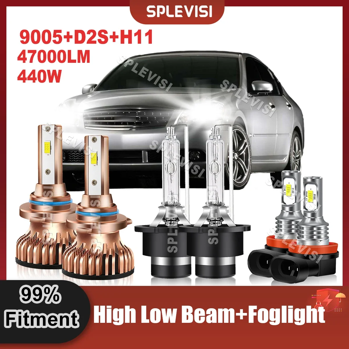 

LED Headlight 9005 High Beam+Xenon lamp D2S+Low Beam H11 Foglight Replace Combo For Infiniti M35 2006 2007 2008 2009 2010