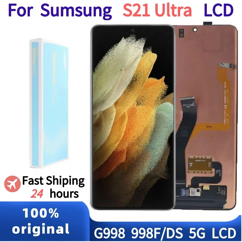 

100% Оригинальный 6,8 дюймовый AMOLED ЖК-дисплей для Samsung Galaxy S21 Ultra 5G LCD дисплей сенсорный экран дигитайзер в сборе с черными точками