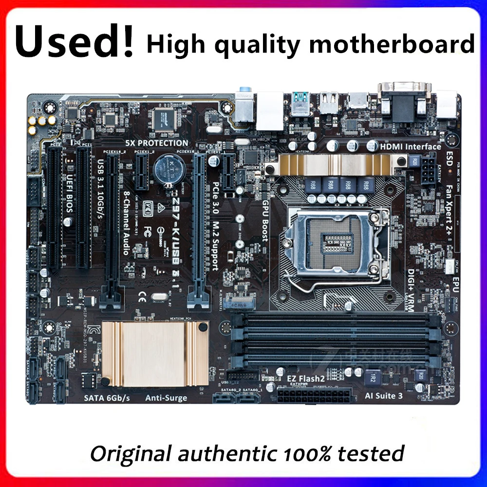 Per Scheda Madre Desktop Z97-K/Usb3.1 Z97 Lga 1150 Per Core I7 I5 I3 Ddr3 Sata3 Usb3.0 Scheda Madre Usata Originale