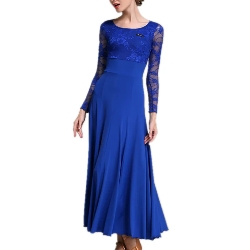 Round Neck Lace Stitcing Women Ballroom Dance Dress For Dancing Clothes Waltz Dress Modern Dance Costumes Rumba Wear