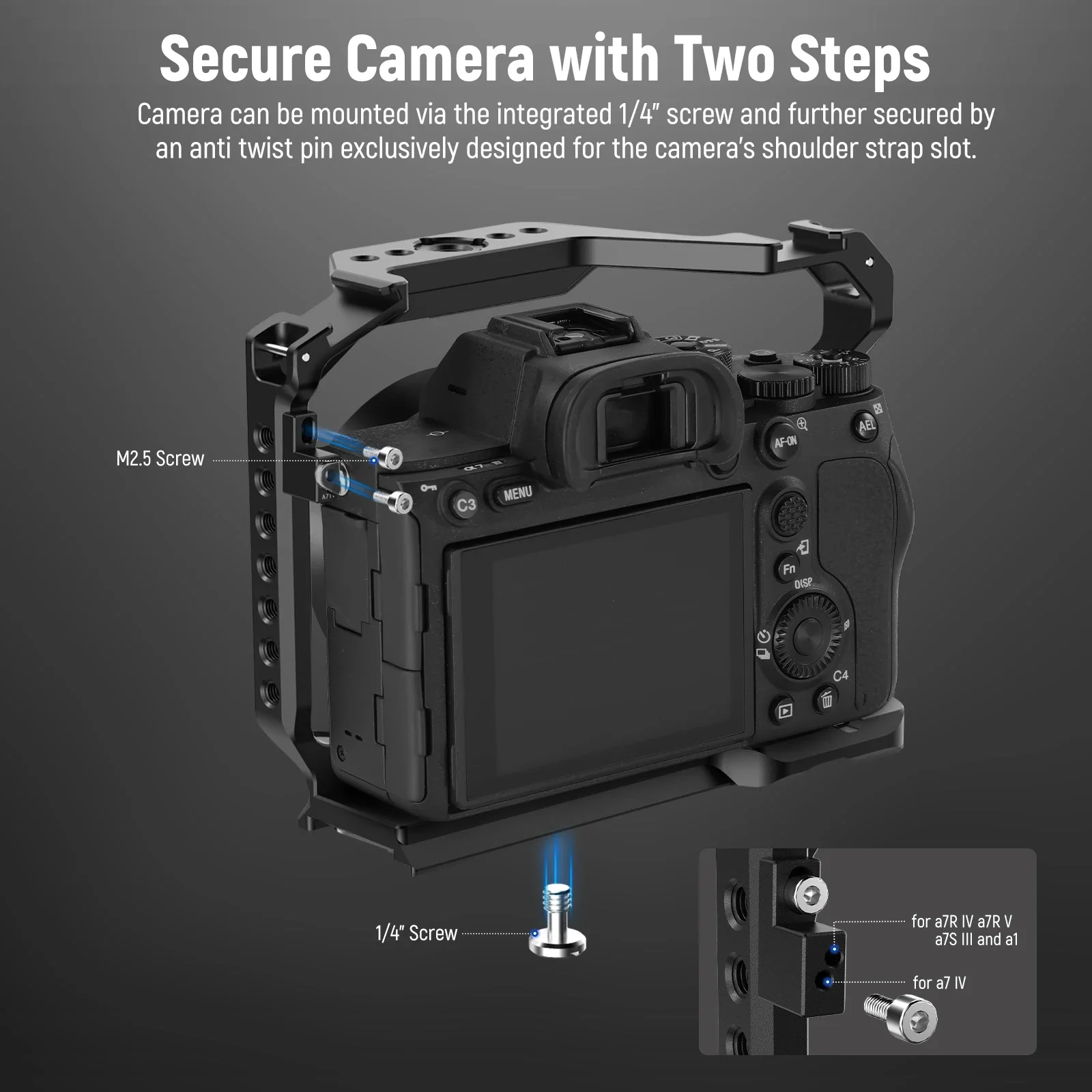 Full Camera Cage For Sony a7R V/a7R IV/a7 IV/a7S III/a1 Aluminum Video Camera Ri