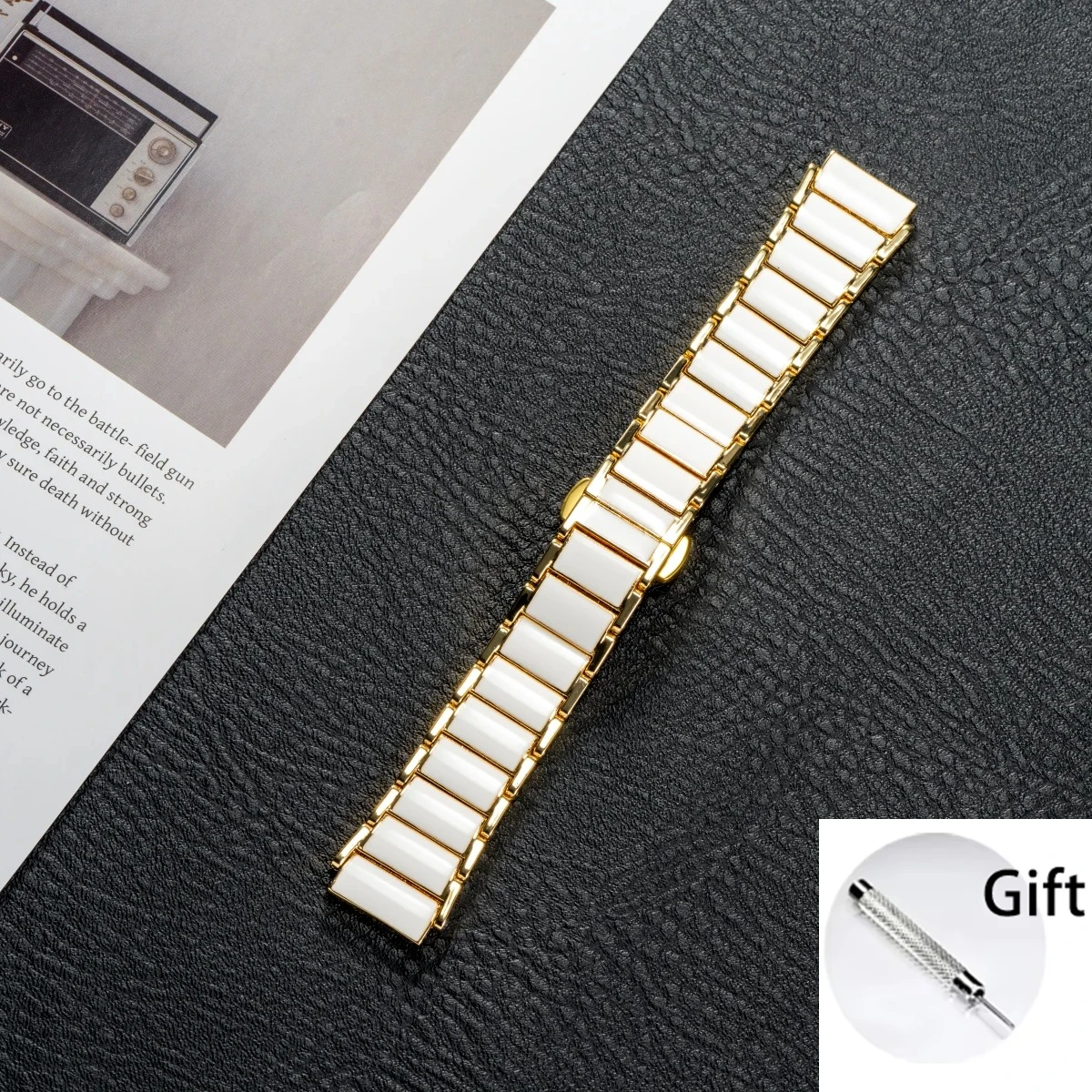 Premium 18mm Ceramic Watch Strap with Durable Metal Butterfly Buckle