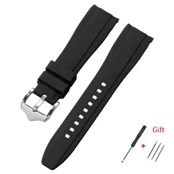 Premium Curved - End Silicone Watch Band - Waterproof Rubber Strap, 20mm & 22mm - 22mm (Black)