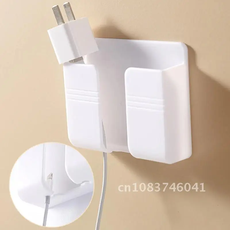 

Wall Mounted Storage Box Organizer Remote Control Mobile Phone Plug Holder Charging Multifunction Hook Punch Free