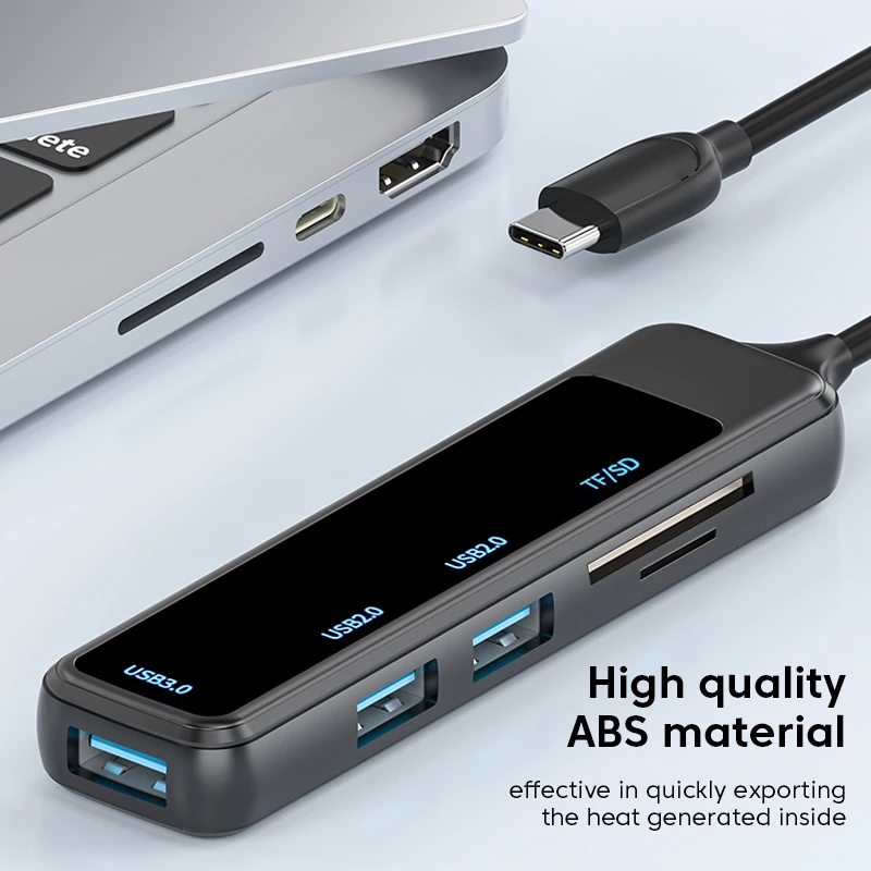 6-in-1 USB 3.0 HUB Expansion Dock Ultra-Slim Converter Type C Card Reader OTG Adapter For PC Computer Accessories