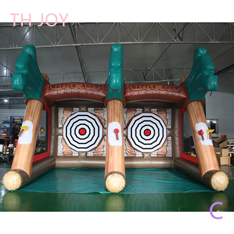 

free air ship to door, flying target challenge inflatable axe throwing games, outdoor giant inflatable challenge carnival game