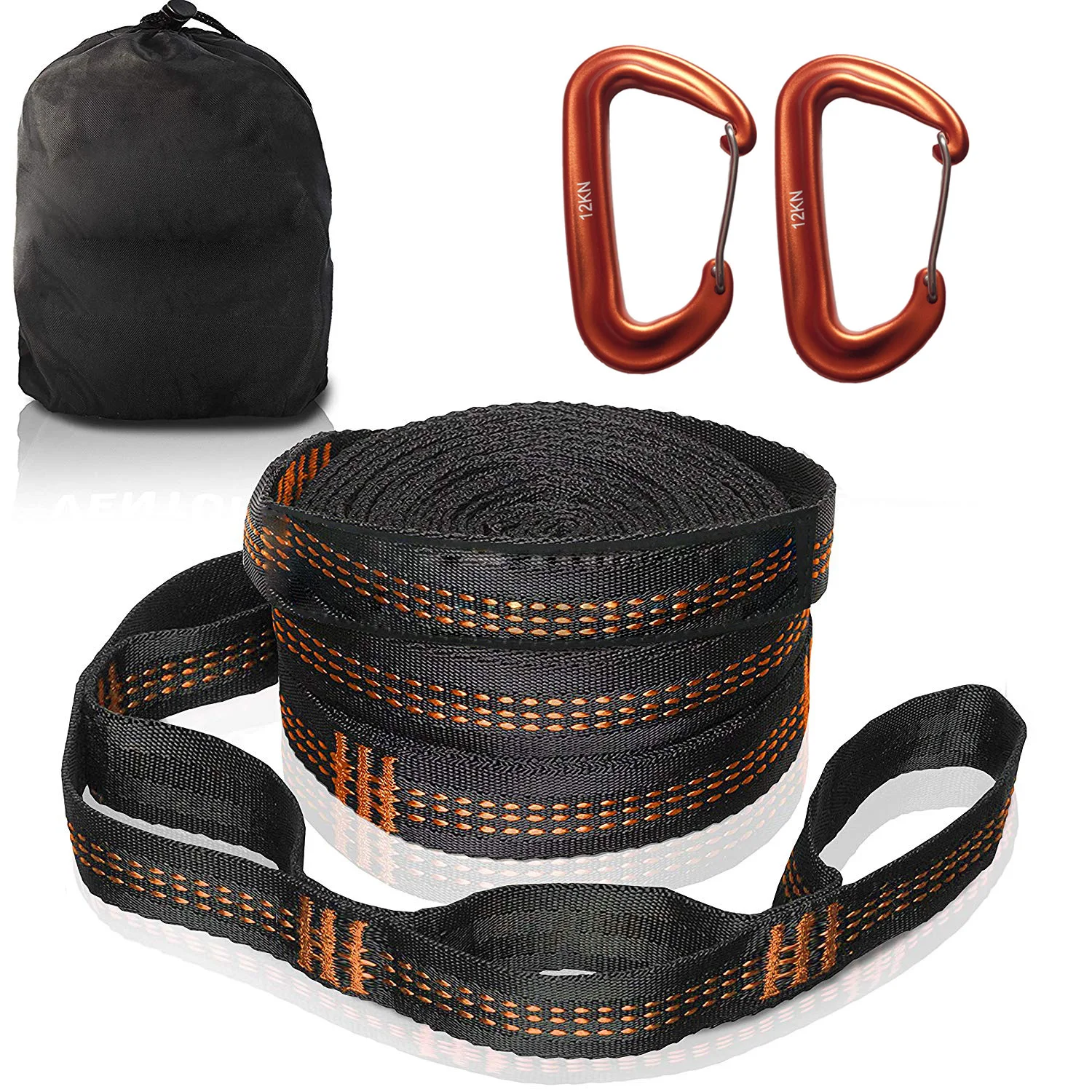 Outdoor Hammock Straps with 12 Adjustable Loops – Ultra-Length Suspension Belts with 7075 Alloy Aluminum Carabiners 1