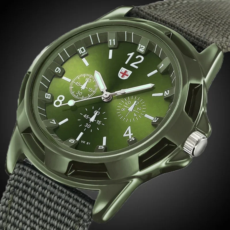 

New Military Men's Date Canvas Band Stainless Steel Sport Quartz Wrist Watch for Men Watch Waterproof Reloj Relojes Hombre 2021
