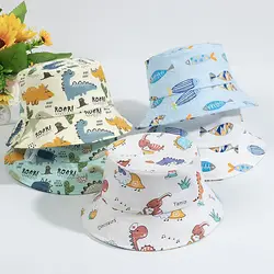 Summer Baby Hat Boy Girl Cotton UV Protection Sun Cap Children Panama Beach Kids Bucket Hat Cute Cartoon Infant Cap