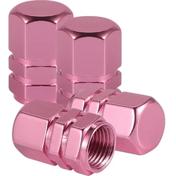 Aluminum Alloy Decorative Tire Valve Stem Caps - Dustproof Wheel Accessories for Cars, Motorcycles, and Bicycles (Pink)