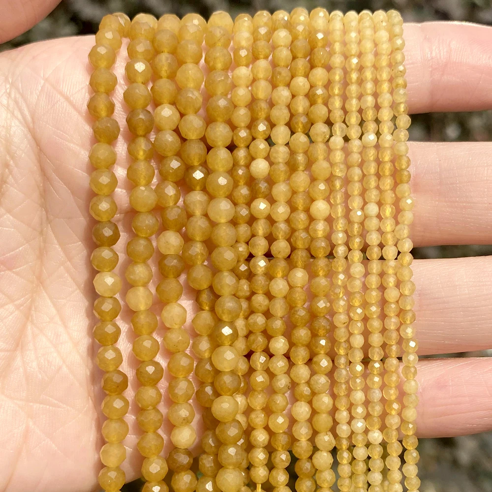 주얼리 제작용 천연 면 토파즈, 원형 느슨한 스페이서 스톤 비즈, 수제 팔찌, 2mm, 3mm, 4mm 