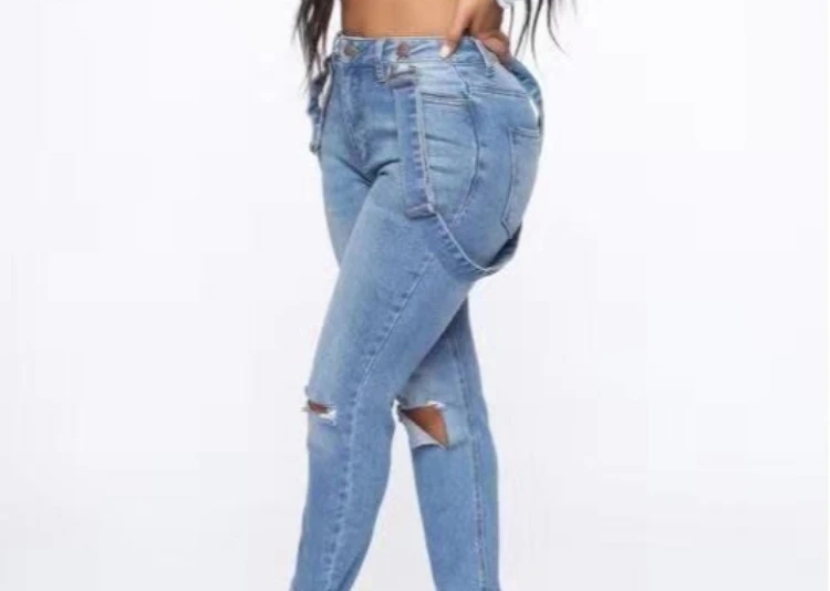New Slim Fit Ripped Fashion Street Style Denim Trousers Ladies Jeans Women's Clothing