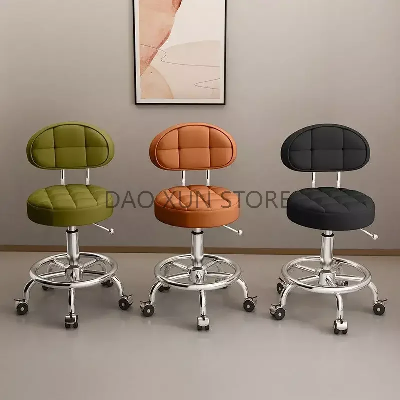Aesthetic Barbers Chair Wheels Simple Hydraulic Portable Rotating Hairdressing Chair Stylist Coiffeur Stuhl Furniture MQ50BC