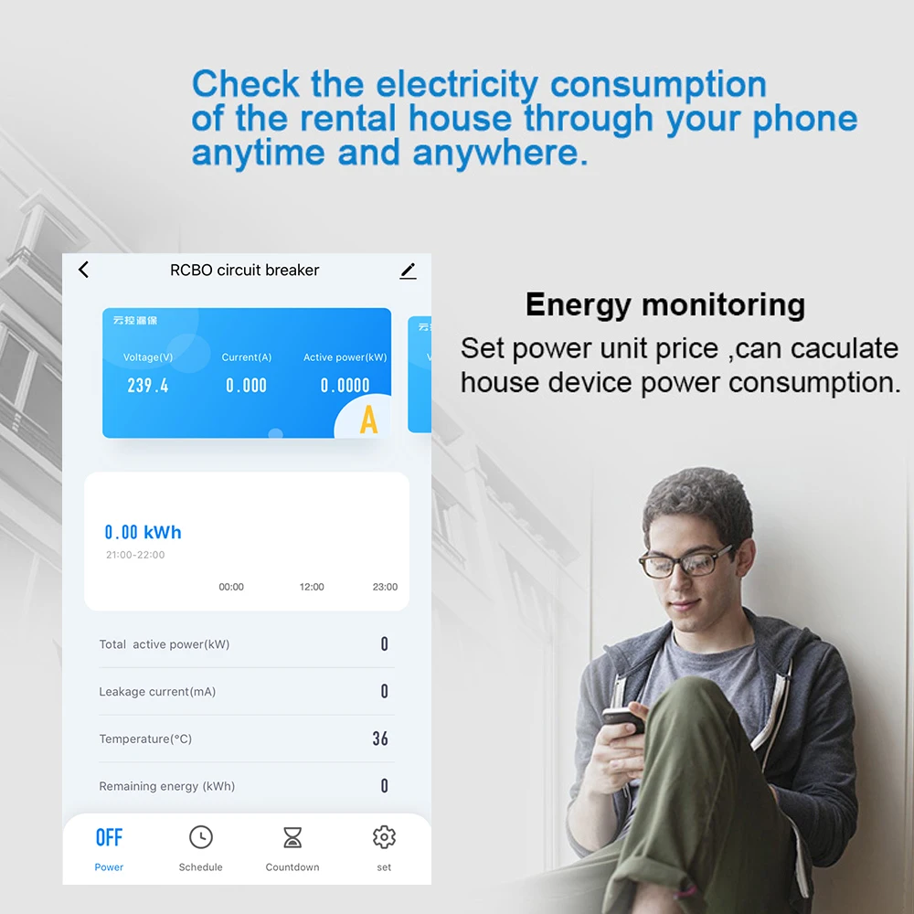 Tuya Smart Life APP RCBO Circuit Breaker with Power Monitoring 4P WiFi RCBO MCB