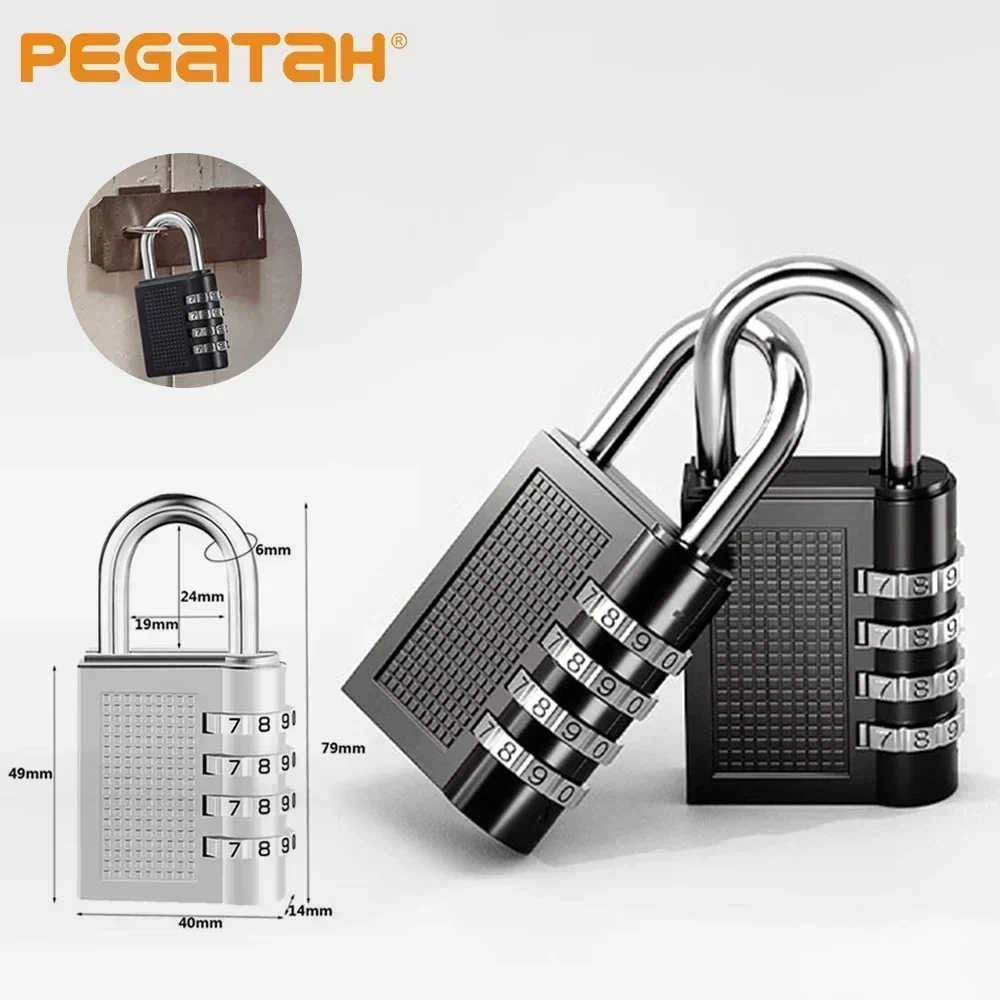 Description Picture 2 of itemCombination Padlock 4 Digit Password Locks Suitcase Luggage Metal Waterproof Password Padlock for School Locker Gym Locker Gate