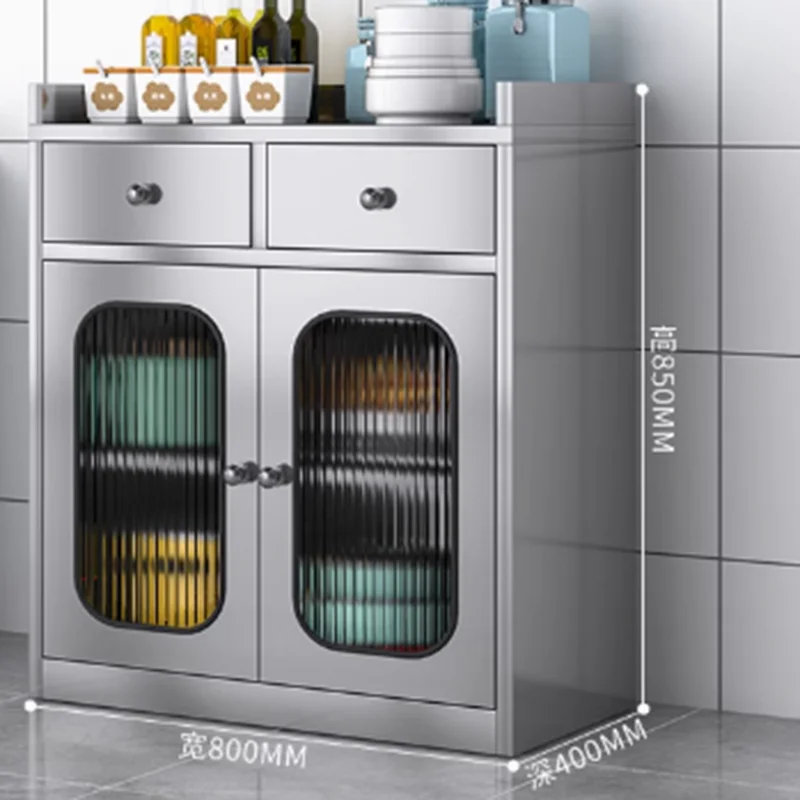 Large Luxury Metal Cabinet Stainless Steel Design Shelves Nordic Storage Cabinet Kitchen Tall Modern Meuble Cuisine Furniture 2