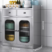 Large Luxury Metal Cabinet Stainless Steel Design Shelves Nordic Storage Cabinet Kitchen Tall Modern Meuble Cuisine Furniture 2