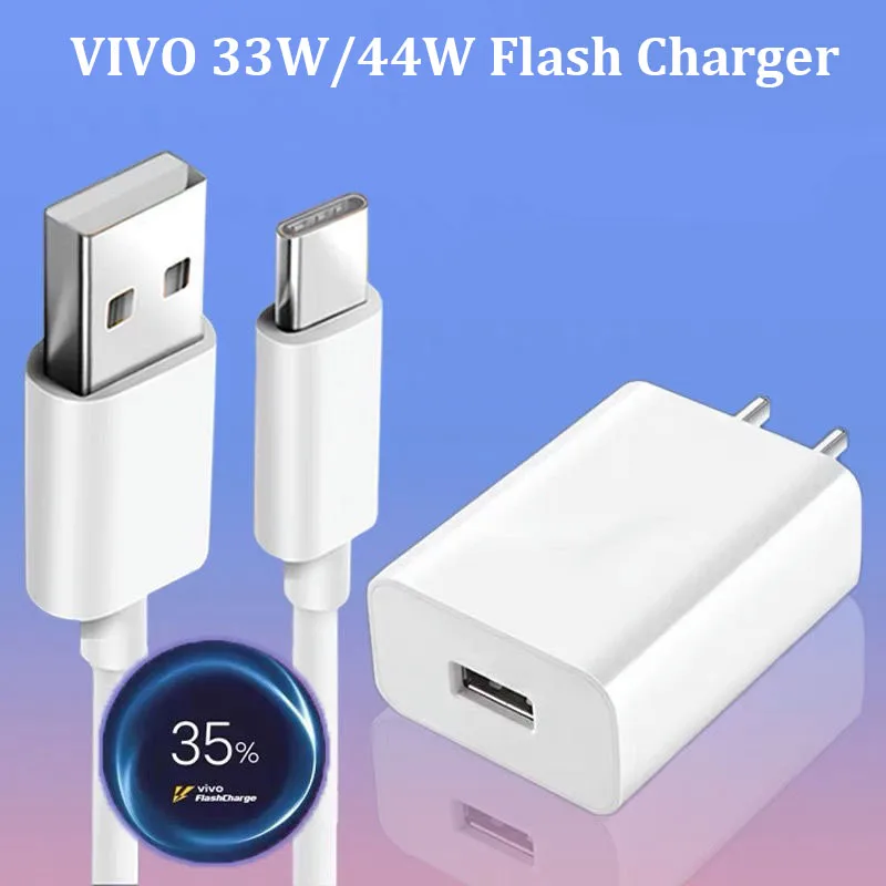 Vivo Original Fast Charger 33W/44W Flash Charge For VIVO X70 X30 X60 X50 Pro  S9E iQOO Neo855 Z1X Z6 Y50 S7 S10Pro +Type C Cable - AliExpress
