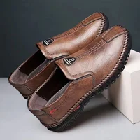 High Quality Leather Men Casual Shoes Handmade Light Mens Loafers Breathable Comfortable Walking Shoes Slip-on Driving Shoes 1