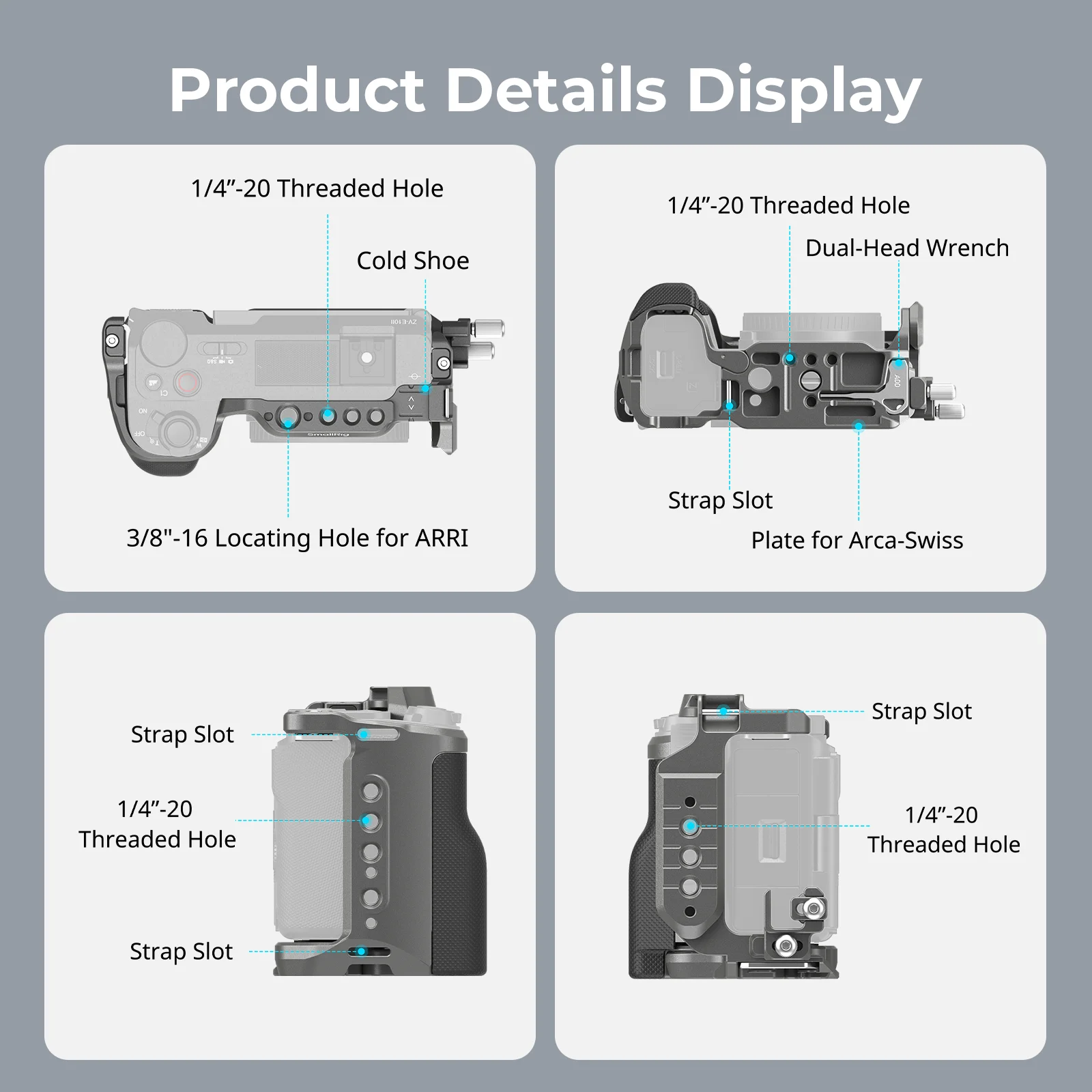 ZV-E10 II Cage with Silicone Handle, HawkLock Quick Release Cage Kit for Sony ZV