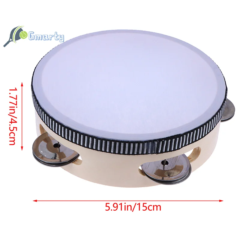 1Pc 15cm Wooden Tambourine Drum Kids Handheld Drum Percussion Musical Instruments Toys For Children Educational Toys
