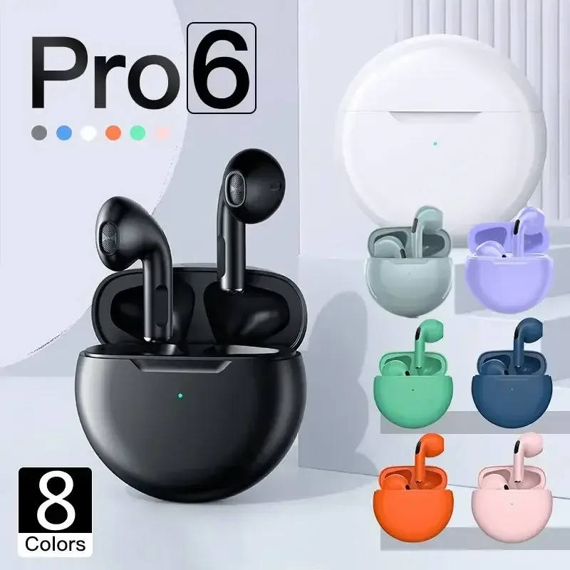 Pro6 TWS Fone Bluetooth Earphones Wireless Bluetooth Headset Noise Cancelling Earbuds with Mic Pro6 Wireless Headphones