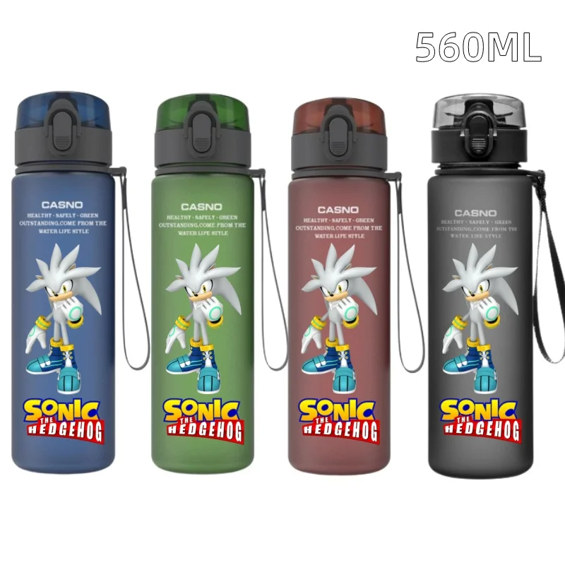 thumbnail image 1 of Nuevo vaso de agua Sonic Hedgehog de 560 ml, de plástico azul y negro, a prueba de fugas, portátil, para viajes al aire libre, para deportes, hermoso regalo para buenos amigos, 1 of 5