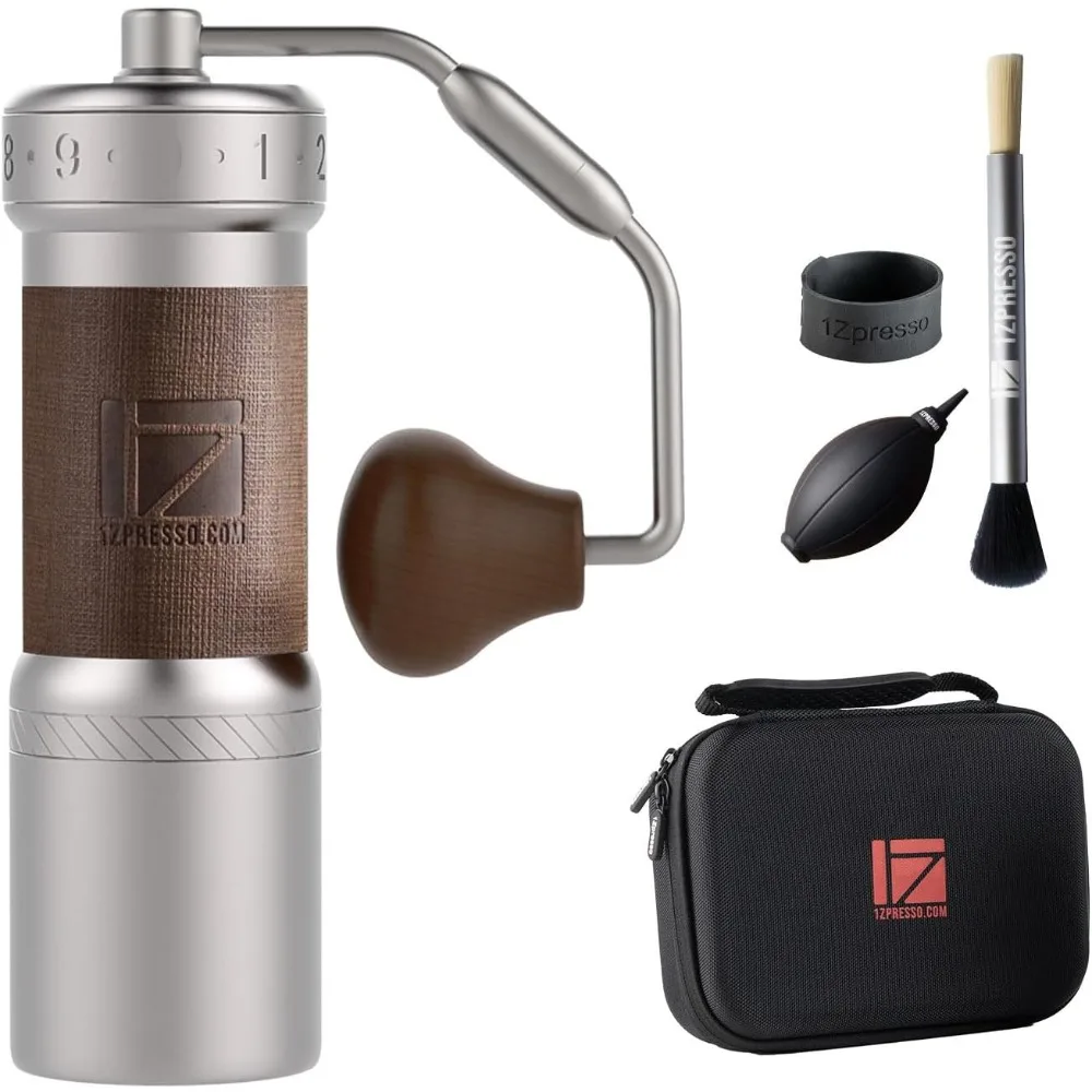 K-Ultra Manual Coffee Grinder Silver with Carrying Case, Assembly Consistency Grind Stainless Steel Conical Burr
