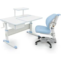 Height Adjustable Study Desk 43" with Drawer & Chair (Desk and Chair Bundle – DX Series Blue) 2