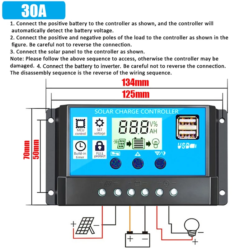 12V to 110/220V Solar Panel System 18V 18W Solar Panel 30A Controller 4000W Modified Sine Wave Inverter Kit Power Generation Kit solar panel kit solar controller grid solar inverter