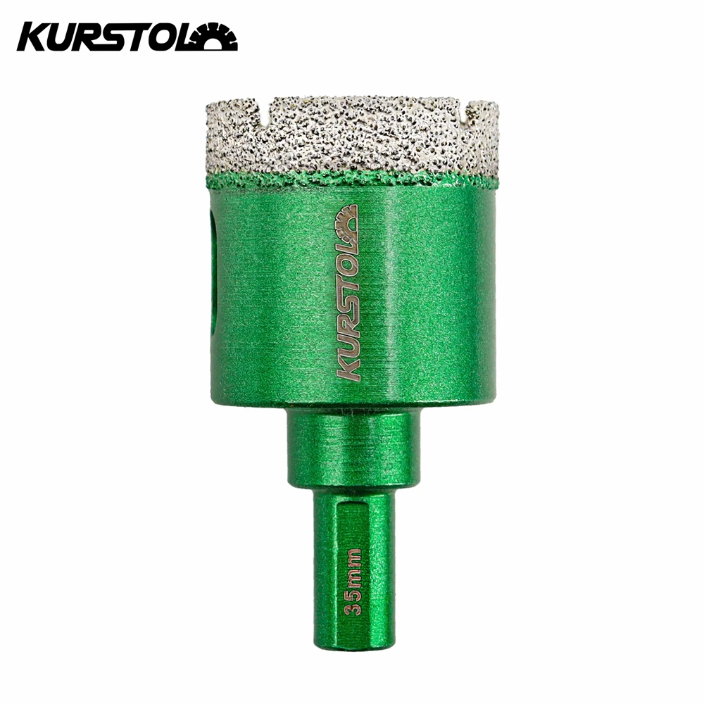 KURSTOL Diamond Drill Bits Triangle Shank 35mm 1/2pcs Porcelain Ceramic Granite Marble Stone Tile Core Drill Bit Hole Saw Opener kurstol diamond milling bits 1 2pcs 25mm hex shank granite ceramic marble porcelain enlarge hole slot tile milling finger bit