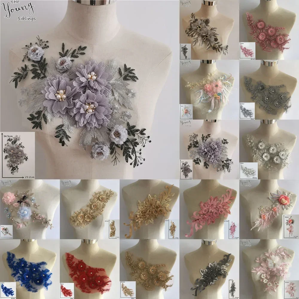 Fashion ABS Pearl Lace Collar Embroidery DIY Exquisite Sequined Lace Neckline Three-dimensional Flower Decoration Clothing lace ribbon lace fabric lace sewing accessories lace sewing supplies lace garment accessories