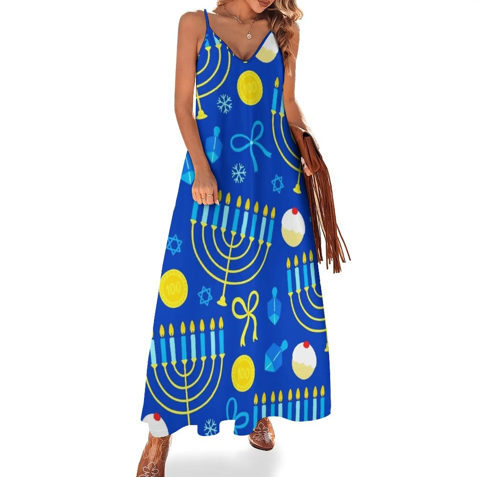 

Happy Hanukkah Print Sleeveless Dress sexy short dresses daring Summer women's clothing