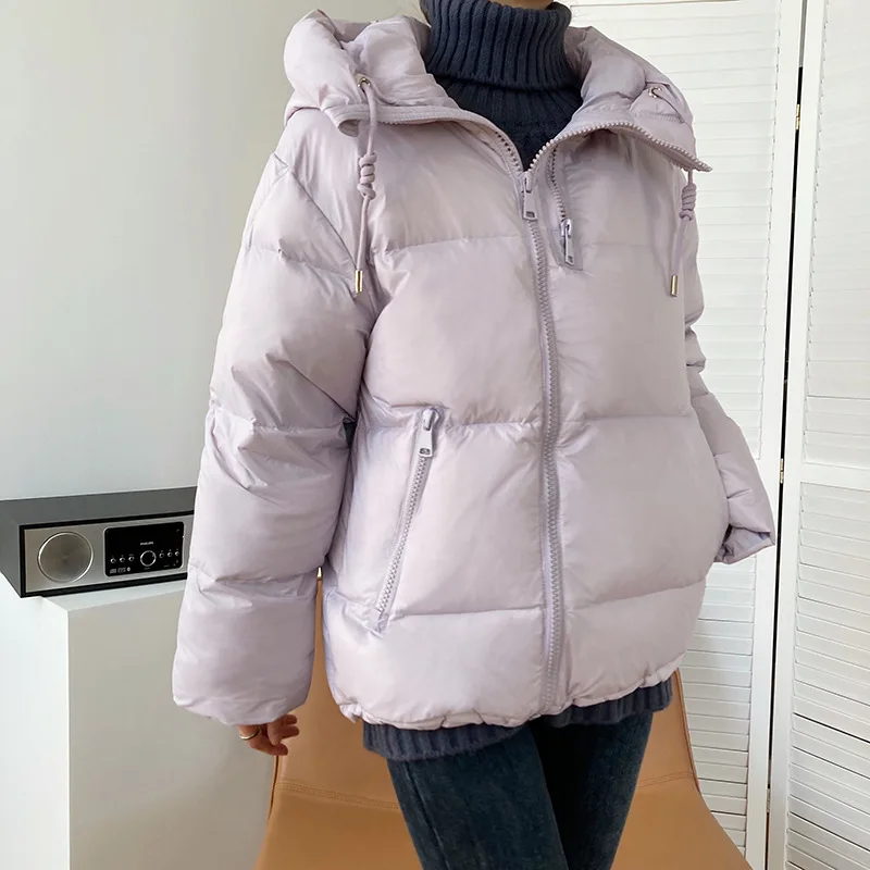 2021 Women Winter Coat Long Sleeve Stand Collar Women Pure Color Warm White Duck Down Thick Jacket Coat Casaco Feminino puffy coats