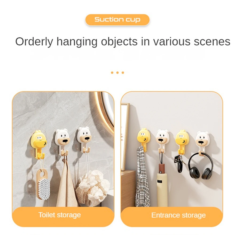 Suction Cup Hook For Shower Wall Cartoon Suction Hooks Multi-Purpose Hooks Clothes Hook Traceless Removal Waterproof For
