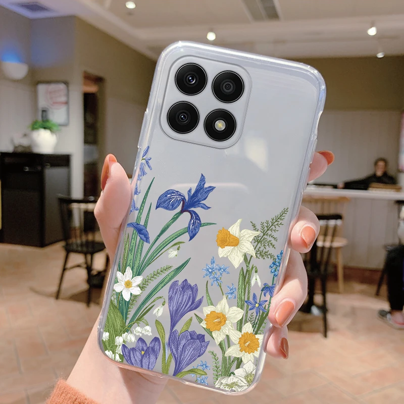 Vauki Cover per Honor X8b, con 2 Pezzi Pellicola in Vetro Temperato, Custodia Flessibile in Silicone Trasparente Antiurto Protettiva Case per Honor X8b 6.7 pollici