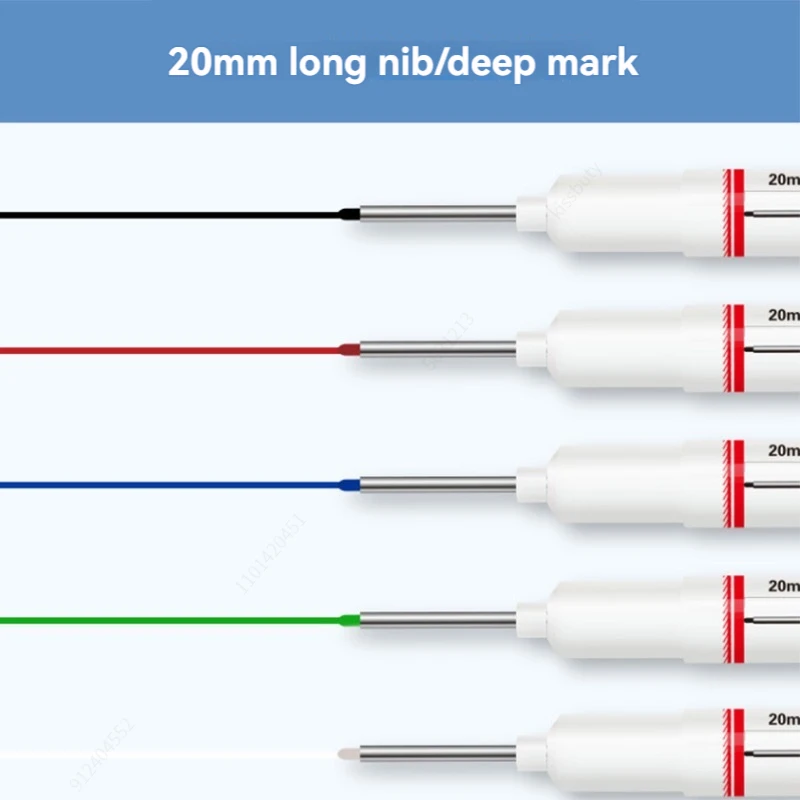 Long Nib Markers Perforating 20mm Deep Hole Long Head Nib Markers For Metal Pen Waterproof Bathroom Woodworking Decoration Multi-Purpose 8Pcs