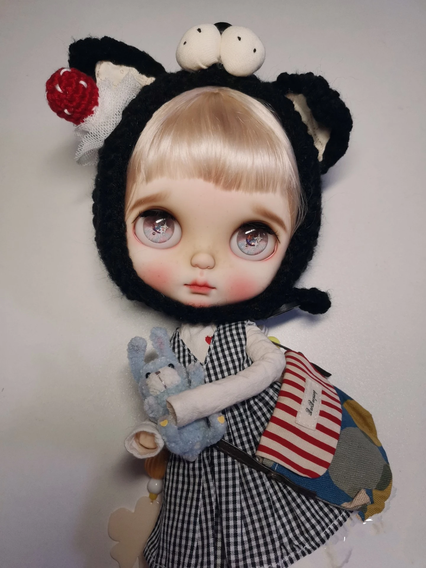 

Dula Handmade Short rabbit ears yarn Knitted hat cap Blythe ob24 ob22 ob11 Azone Licca ICY JerryB 1/6 Bjd Doll Accessories