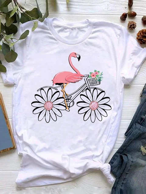 Short Sleeve Tee Flamingo Beach 90s Holiday Women Fashion Graphic T Shirt  Clothing T-shirt Print