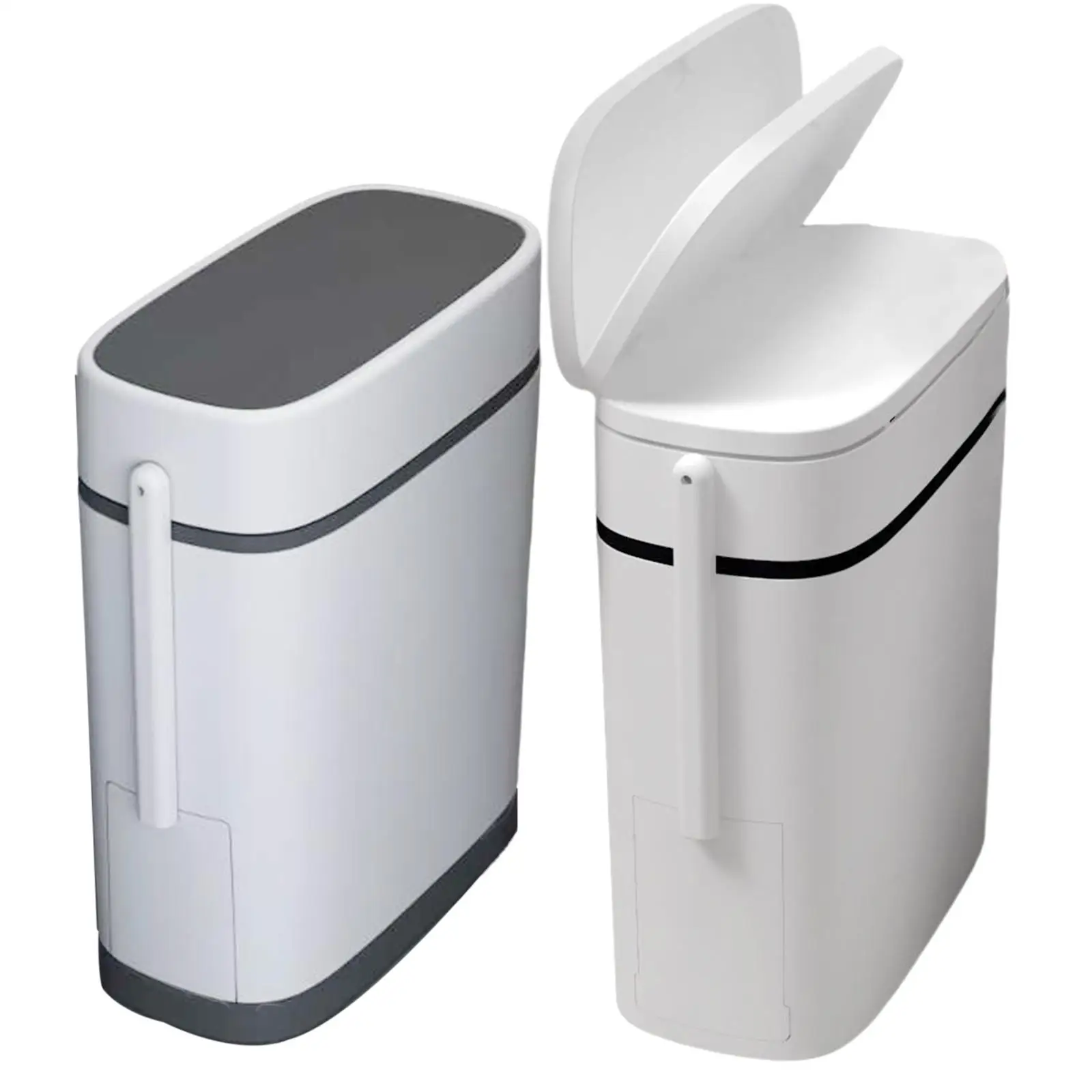 Poubelle étroite 3 en 1 avec brosse de toilette, ensemble de nettoyage,  poubelle créative en plastique pour salle de bain, seau à ordures de  cuisine domestique - AliExpress