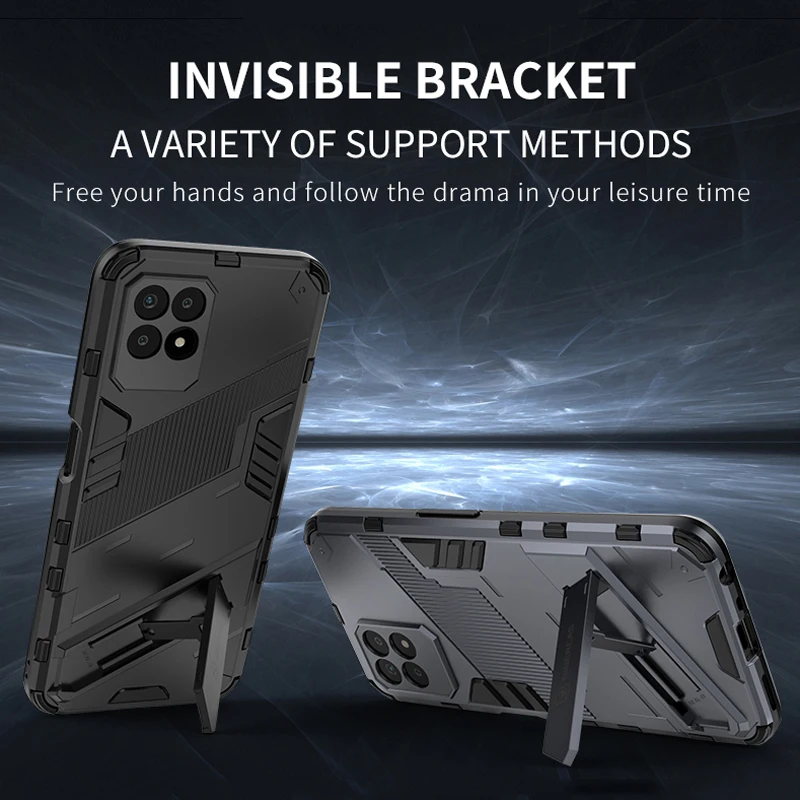 For Realme 8i Case Punk Stlye Phone Holder Protective Armor Case