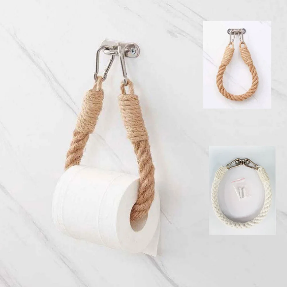 

1PCS Hemp Rope Roll Hanging Holder Anti-rust And Anti-corrosion Wall-mounted Bracket For Toilet Bathroom Hotel Easy Installation