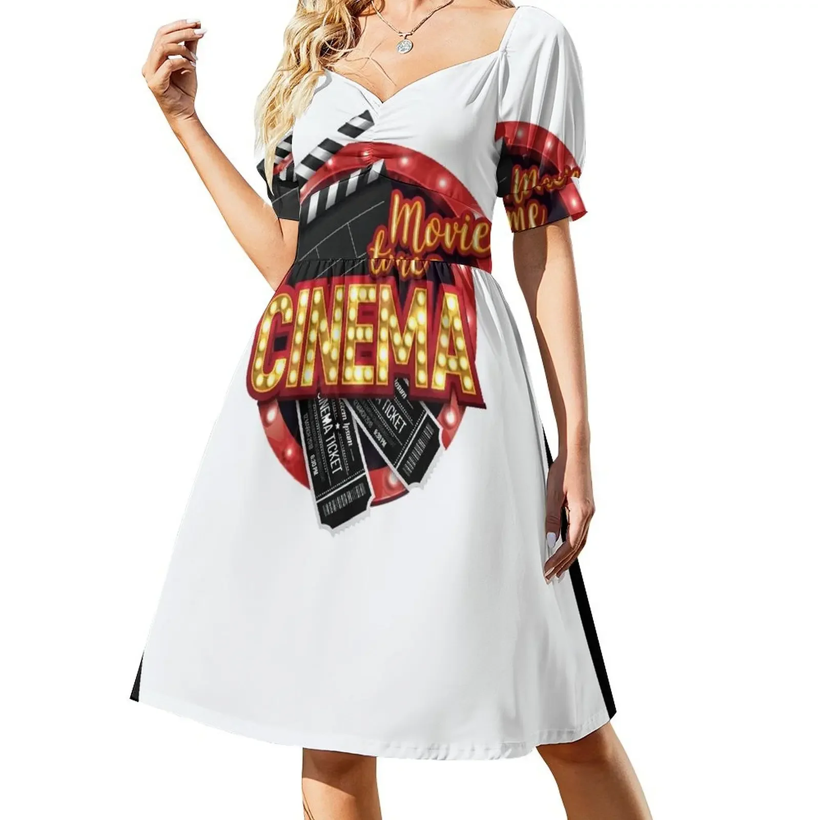 thumbnail image 1 of Diseño de cine para la hora del cine - Tendencia del día del cine Vestido sin mangas Vestidos para mujer Vestido, 1 of 7