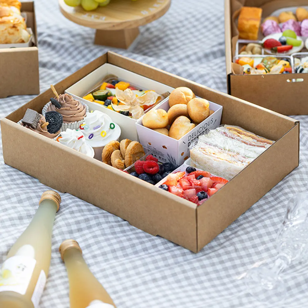 2Pcs Disposable Picnic Lunch Box Food Containers with Lid, Kraft Paper Bento Box for Fr... - SKU DPLB2020 - UGI Packaging