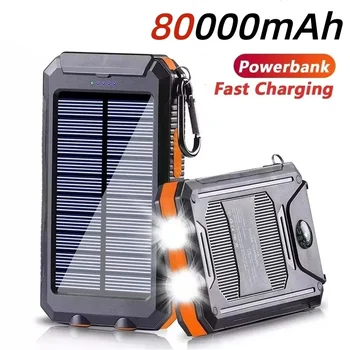 Solar Power Bank 20000mAh Power Bank portatile Batteria esterna Ricarica rapida Luce forte Luce LDE per tutti gli smartphone