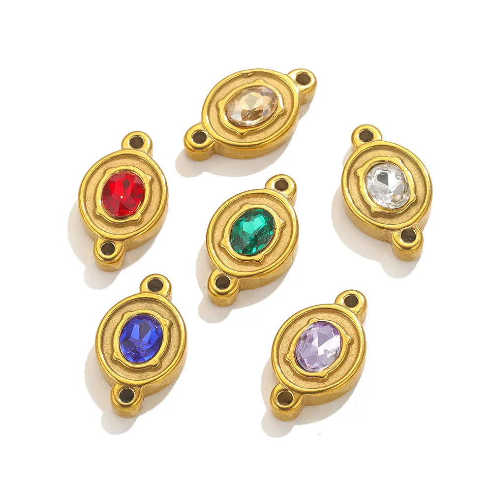 Stainless Steel Double Hole Crystal Connector Jewelry Titanium Steel DIY Jewelry Wholesale 2