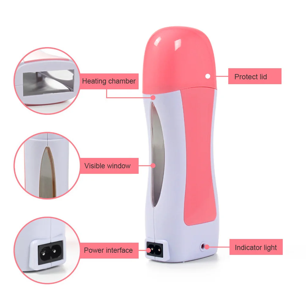 Portable Handheld Electric Heating Wax Machine Body Hair Removal Kerotherapy Hot Wax Roller Chest Arm Leg Hair Depilator Tool